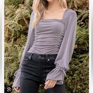 Free People Lavender Ruched Bodysuit